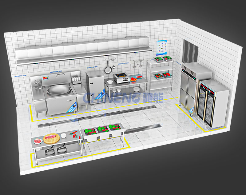 20-50Enterprise Canteen Kitchen 3D Rendering