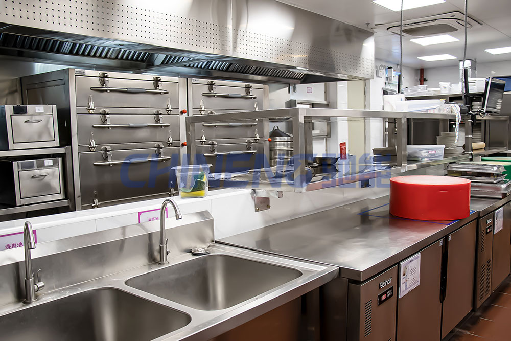 200-300Enterprise Canteen Kitchen 3D Rendering