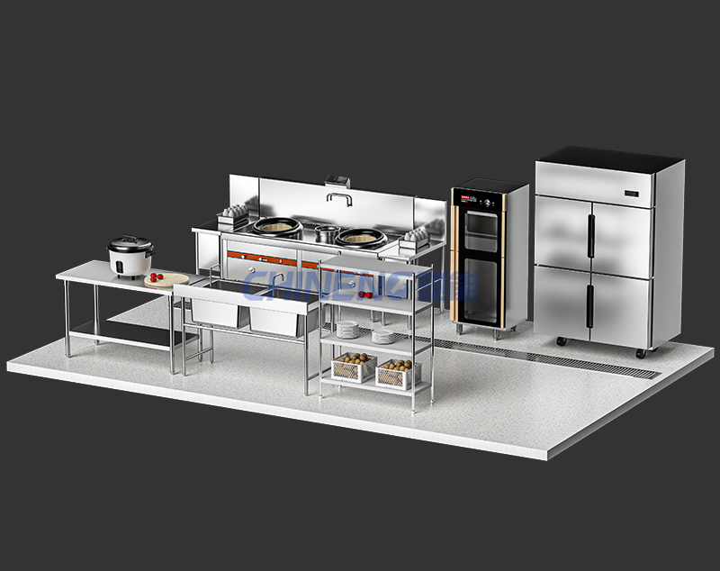 Small Chinese RestaurantChinese Restaurant Kitchen 3D Rendering