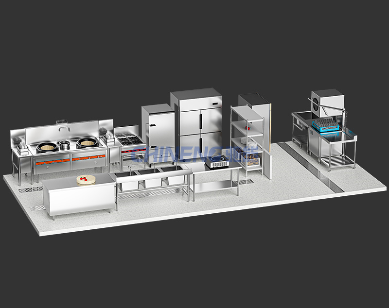 Medium sized Chinese restaurantChinese Restaurant Kitchen 3D Rendering